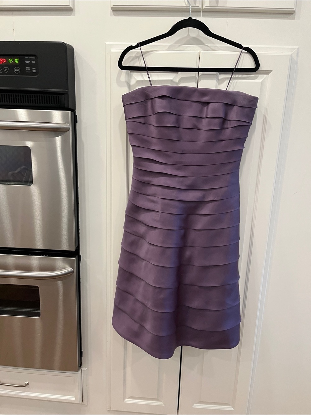 Plum Satin Carmen Marc Valvo Strapless Size 12 Cocktail Dress